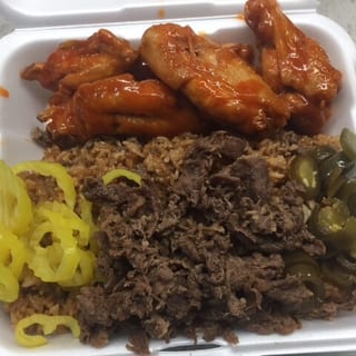 Chicken Wings with Beef Fried Rice